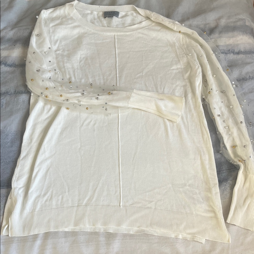 Joseph A Cream Embellished Women's Sweatshirt